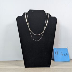 Silver Tone Layered Snake Chain Necklace 18in Minimalist Double Chain